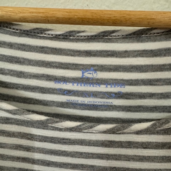 Southern Tide Women's Flutter Sleeve Blouse Striped White Grey XL - Picture 5 of 6